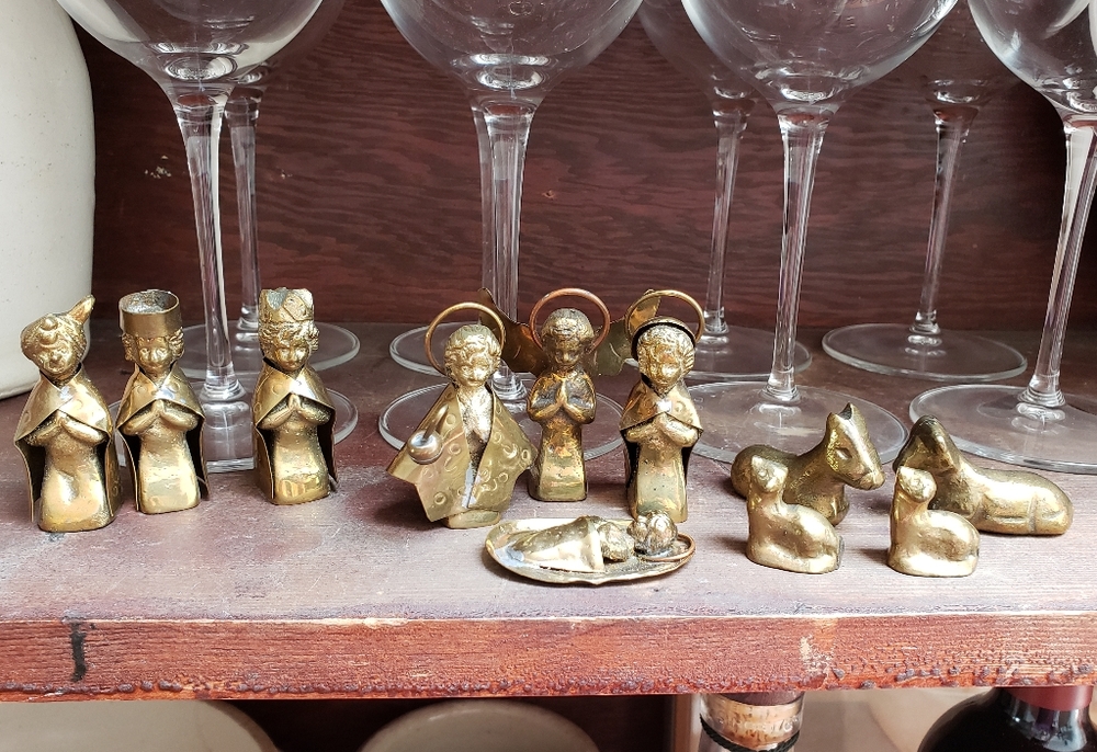 Vintage brass nativity set